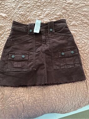 American Eagle Outfitters Brown Corduroy Utility Mini Skirt